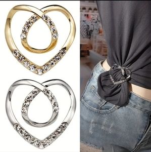 Knotted Heart Brooch for Women's Clothes Rhinestone Hollow Scarf & T-shirt clip